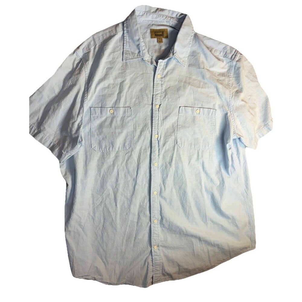 The Foundry M Sz 2xl Tall Blue Relaxed Button Up Cotton Coastal Double Pocket